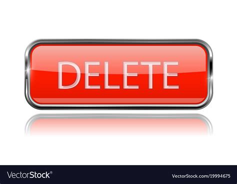Delete Button Square Red With Chrome Frame Vector Image