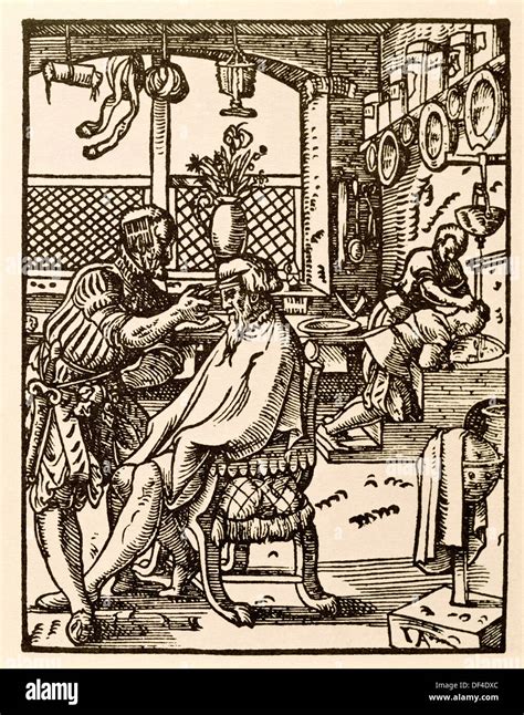 Barber Surgeon Engraving By Jost Amman 1568 Stock Photo Alamy