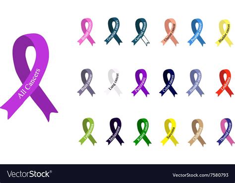 Pink seems to be prominent as there are many breast cancer survivors and mammograms make this more prominent. Cancer Ribbon Set of ribbons of different colors vector ...