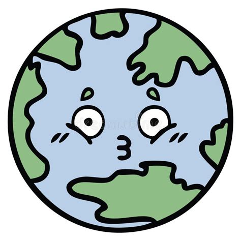 Cute Cartoon Of A Planet Earth Stock Vector Illustration Of Drawing