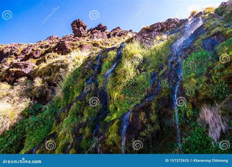 Beautiful Small Waterfalls From High Mountain Stock Image Image Of
