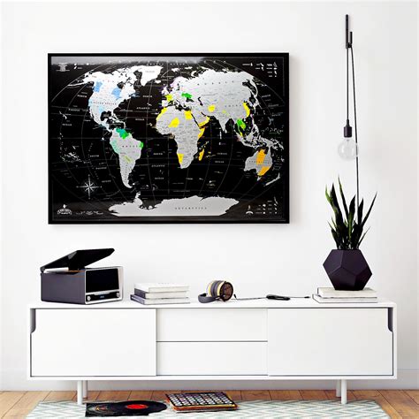 Large Framed Personalized World Scratch Off Map W Usa Etsy