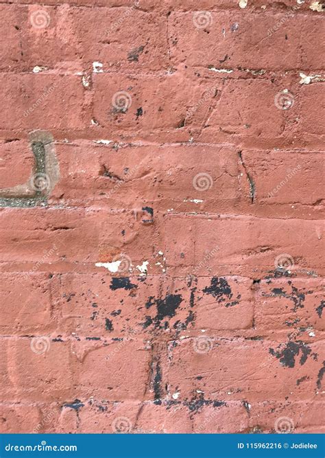 Grungy Red Brick Wall Close Up With Paint Splashes Stock Photo Image