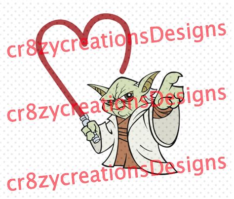 Yoda With Heart Light Saber Star Wars Svg Valentines Svg Etsy