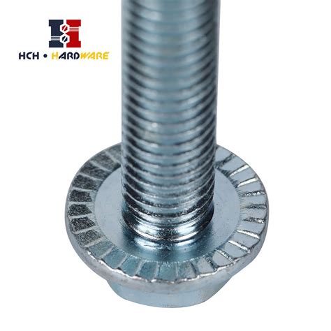 Blue Clear Zinc Hex Head Flange Bolt With Serration China Flange Bolt