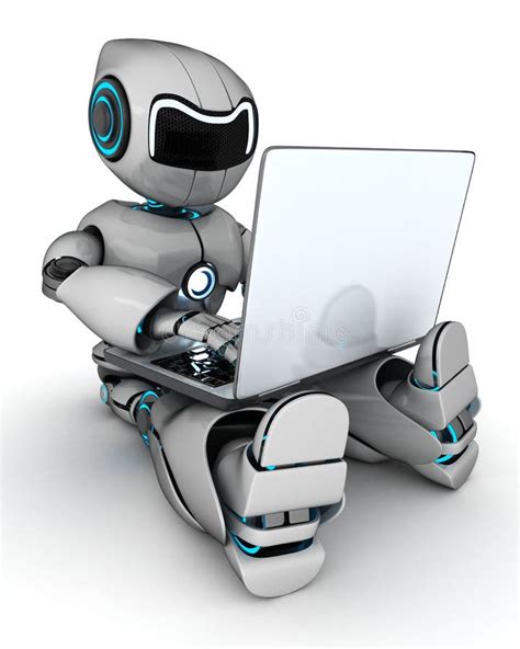 Robot Working On Laptop Stock Illustration Illustration Of Business
