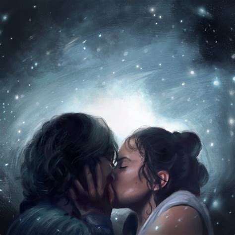 Rey And Kylo A Dyad In The Force Kiss Digital Art Poster Etsy