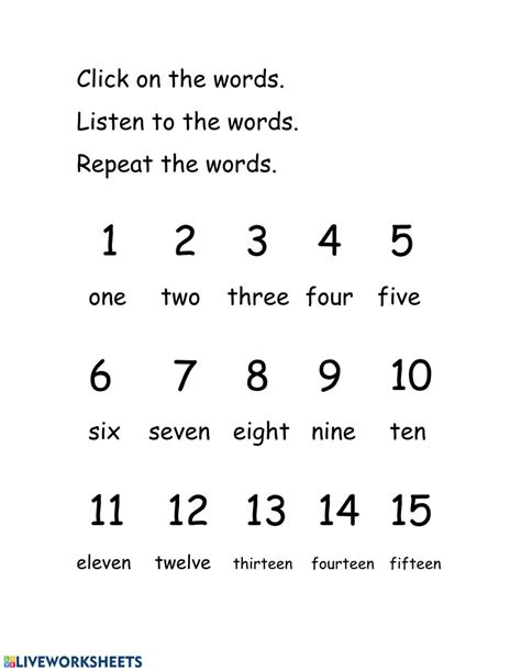 Numbers 1 15 Printable