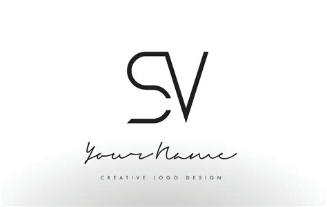 Sv Letters Logo Design Slim Creative Simple Black Letter Concept