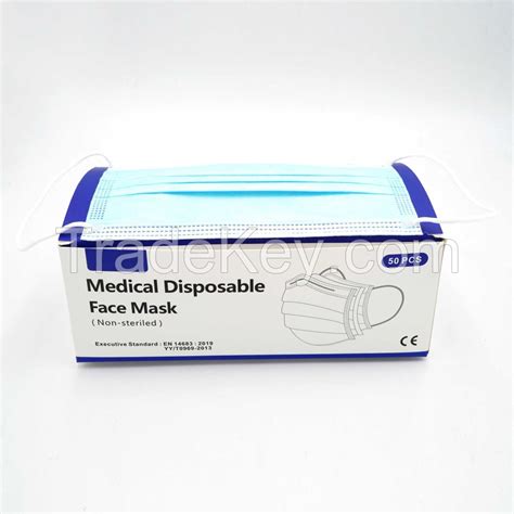 3 Ply Disposable Non Woven Medical Face Mask With Ear Loop Ce By