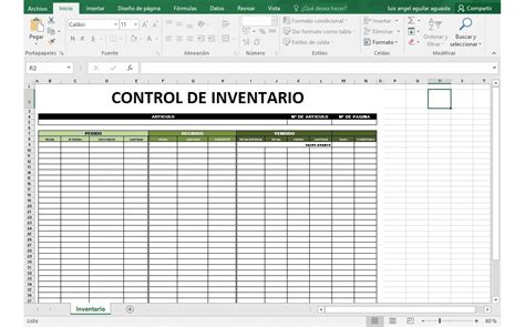 Plantilla Hoja Excel Control De Inventario Entradas Salidas Mercado