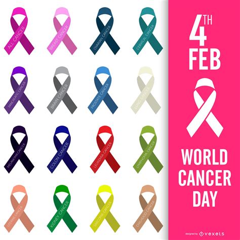 World Cancer Day Poster Colored Ribbons Vector Download