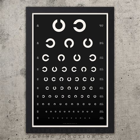 Eye Chart Print Tumbling C Vintage Look Etsy Eye Chart Solid Black