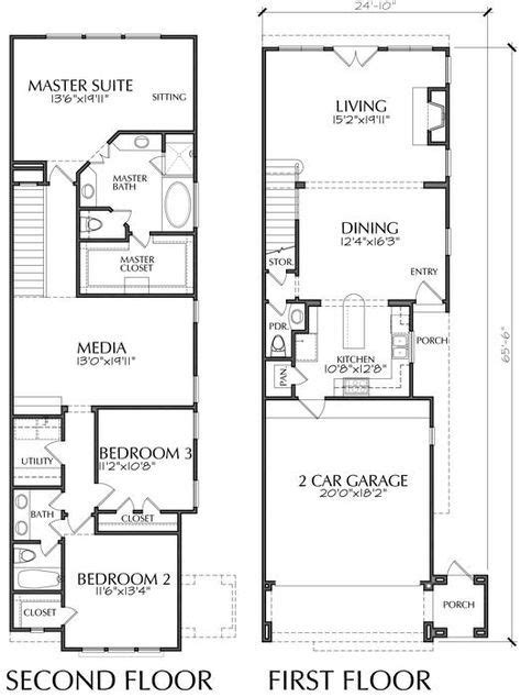 Two Story Townhouse Plan D7005 1a Narrow Lot House Plans Narrow