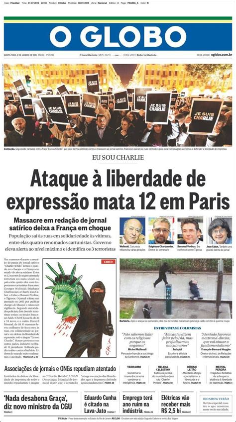 Portada De O Globo Brasil Periodismo 8 De Enero Portadas