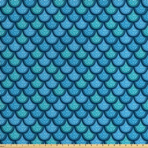 Fish Scale Fabric By The Yard Nautical Design With Realistic Graphic