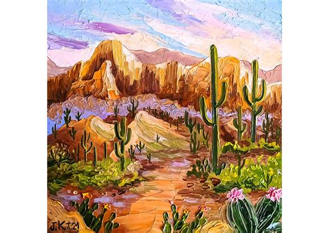 Cactus Painting Saguaro National Park Original Art Arizona Etsy In