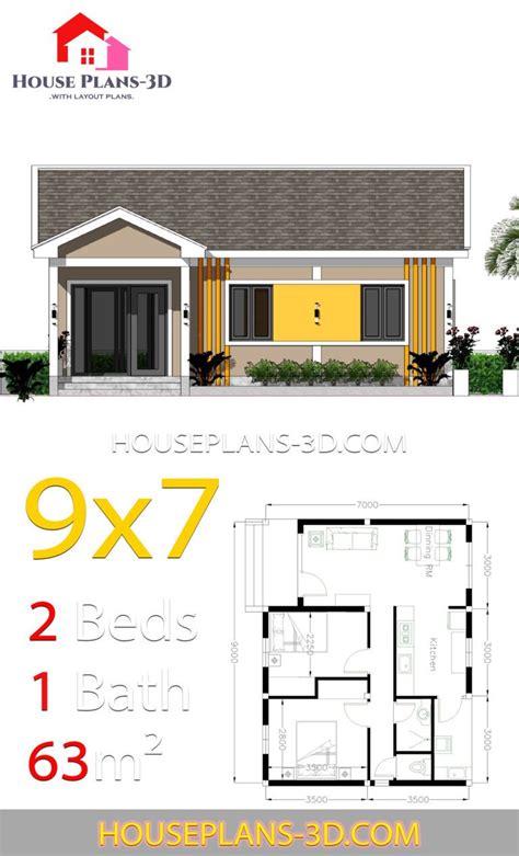House Plans 9x7 With 2 Bedrooms Gable Roof House Plans 3d Hip Roof