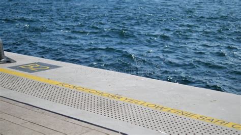 Yellow Caution Sign Or Line On The Platform Stock Video Video Of