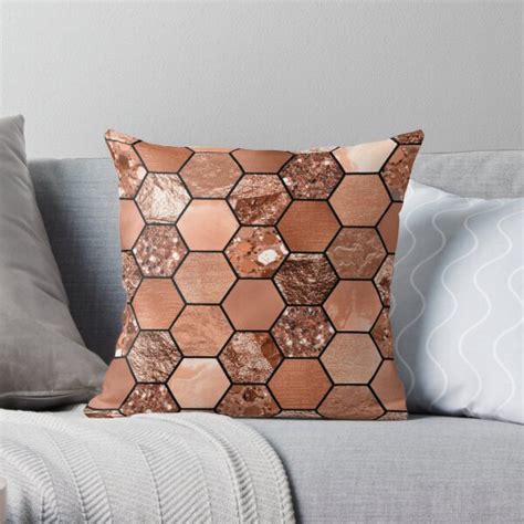 Rose Gold Hexaglam Throw Pillow For Sale By Peggieprints Redbubble
