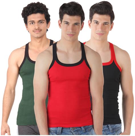 Buy T T Pack Of Sleeveless Scoop Neck Men Gym Vest Assorted Online