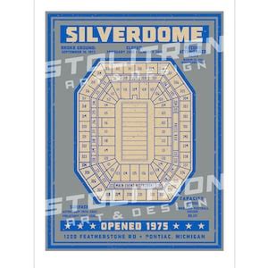 PONTIAC SILVERDOME Stadium Seating Chart Diagram Poster Print X X Or X Inches