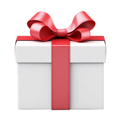 White T Box With Red Ribbon And Bow Generated Ai 32417091 Png