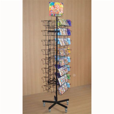 retail shop floor standing custom metal wire form spinning pocket holders display rack for media