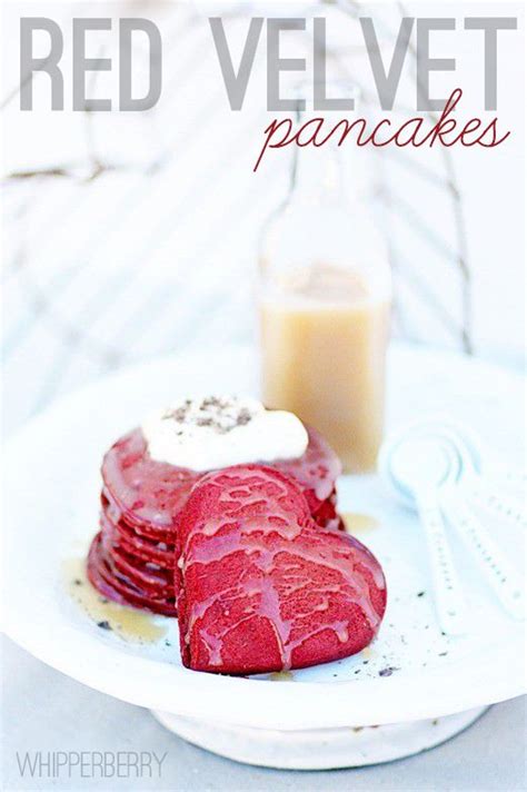 Heart Shaped Red Velvet Pancakes With Buttermilk Syrupyummy Red