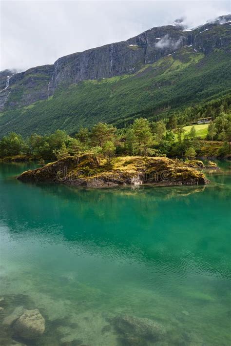 Lovatnet Green Lake In Lodal Valley Norway Stock Photo Image Of