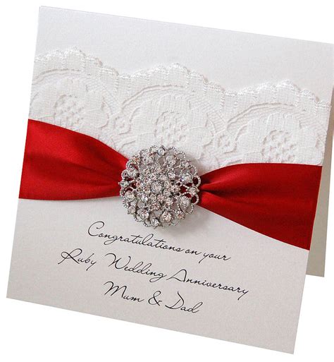 Wish the couple on their anniversary with this ecard. opulence ruby wedding personalised anniversary card by ...