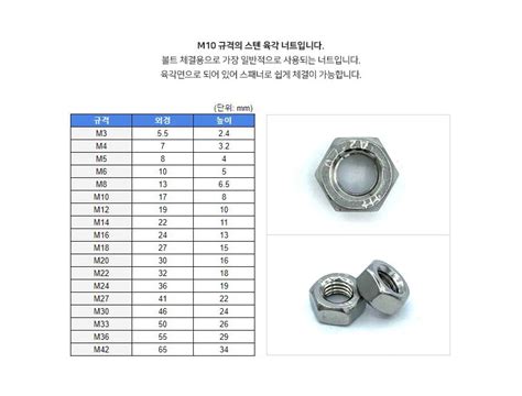 육각 너트 스텐 M10 디바이스마트