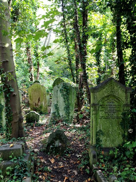 an old cemetery with many headstones in the woods