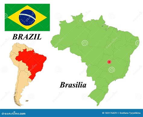 Capital Del Mapa De Bandera De Brasil Ilustración Del Vector