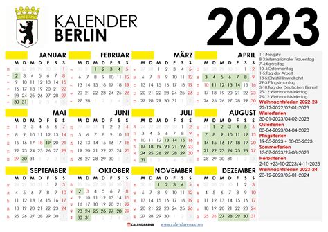 Kalender 2023 Berlin Mit Ferien Feiertage