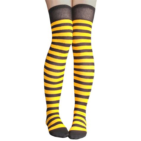 black golden yellow striped thigh highs thigh highs yellow socks striped thigh high socks
