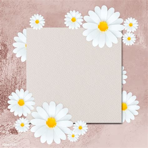 White Daisy Flower Frame On Pink Background Template Illustration
