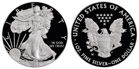 2013 W American Silver Eagle Bullion Coin Proof Type 1 Reverse Of