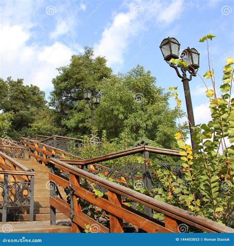 Staircase In The Park Autumn Park Stock Image Image Of Background