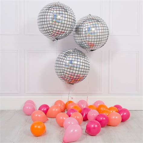 Inflated Trio Of Disco Balls Foil Balloon Bunch By Bubblegum Balloons