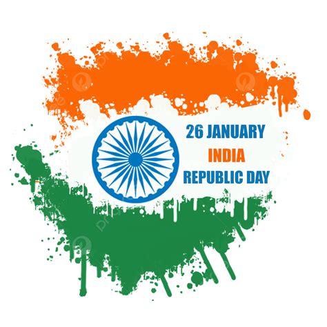26 January India Republic Day Paint Splash Concept On A Png Flag