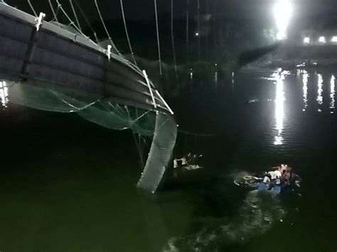 India Suspension Bridge Swayed Before Collapsing As Toll Jumps To 134