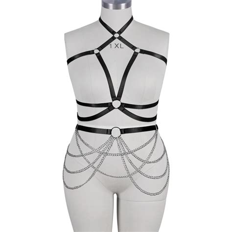 women fetish body sexy lingerie waist garter belts set chain harness belt chest cosplay bra