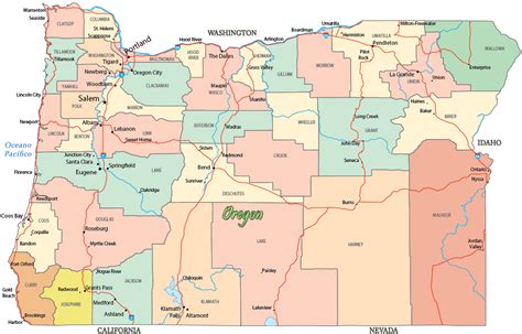Mapa Político De Oregon
