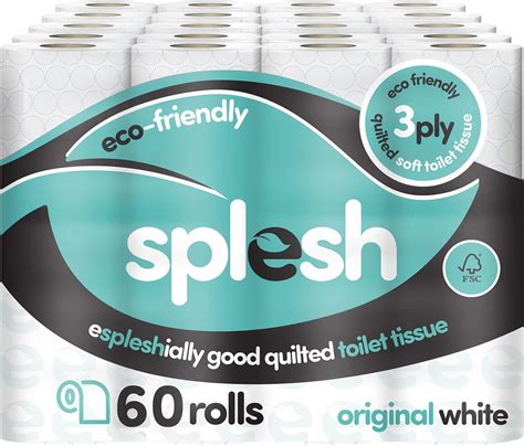 Splesh By Cusheen 3 Ply Toilet Roll Unscented 60 Pack Soft Quilted