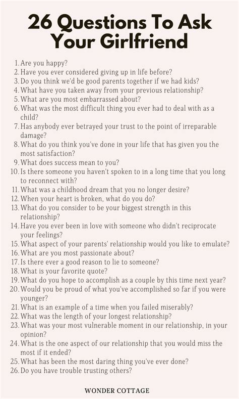 245 Questions To Ask Your Girlfriend Wonder Cottage Fun Questions To Ask Questions To Ask
