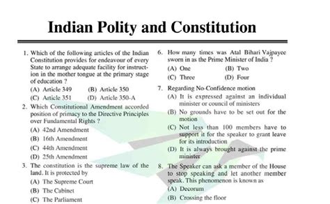 MCQ Of Indian Polity And Constitution For Competitive Exams GovtJobNotes
