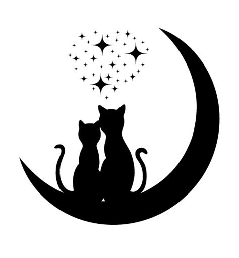 Cats Love With Moon Vector 03 Free Download
