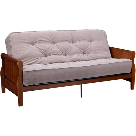 Classic traditional futons are made out of wood or metal frames. Better Homes and Gardens Wood Arm Futon with 8 ...