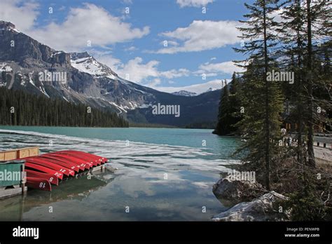 Emerald Lake In May Yoho National Park British Columbia Canada Stock